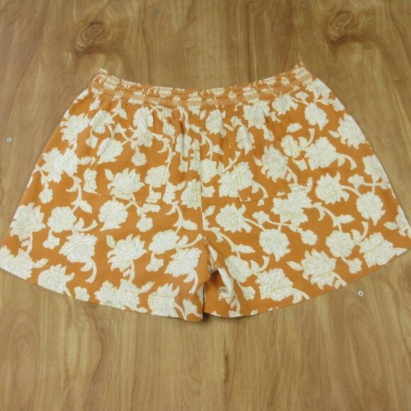 BRIGGS Ladies Linen Blend Shorts Womens Size XL Orange Cream Floral Flowers NWT - Picture 5 of 13